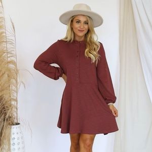 Pink Lily Henley babydoll dress